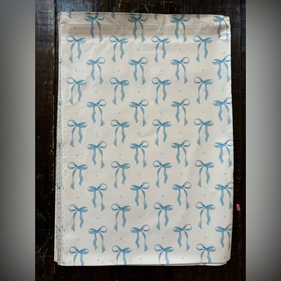 (25ct) Polymailer 10x13 blue bow - Picture 2 of 2